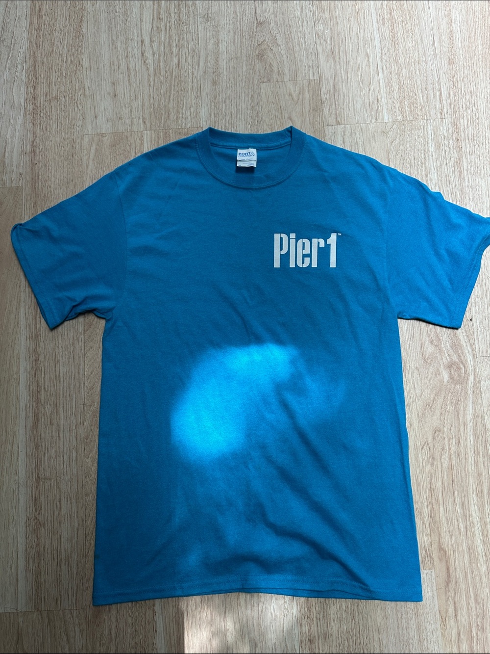 Pier 1 Teal Crew Neck T-Shirt with White Logo